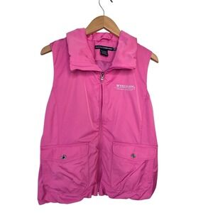 Ralph Lauren Golf Womens Pink Full Zip Vest SZ M North Carolina Wyndham Y2K Logo